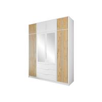 KLEIDERSCHRANK Bali Lux D4 mit Schrankaufsatz - Weiß, Holzwerkstoff/Metall (196/245/58cm) - MIRJAN24