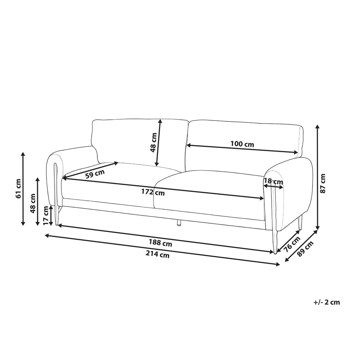 3-SITZER-SOFA Chenillegewebe Braun Skaro - Schwarz/Braun, Textil (214/87/89cm) - Beliani