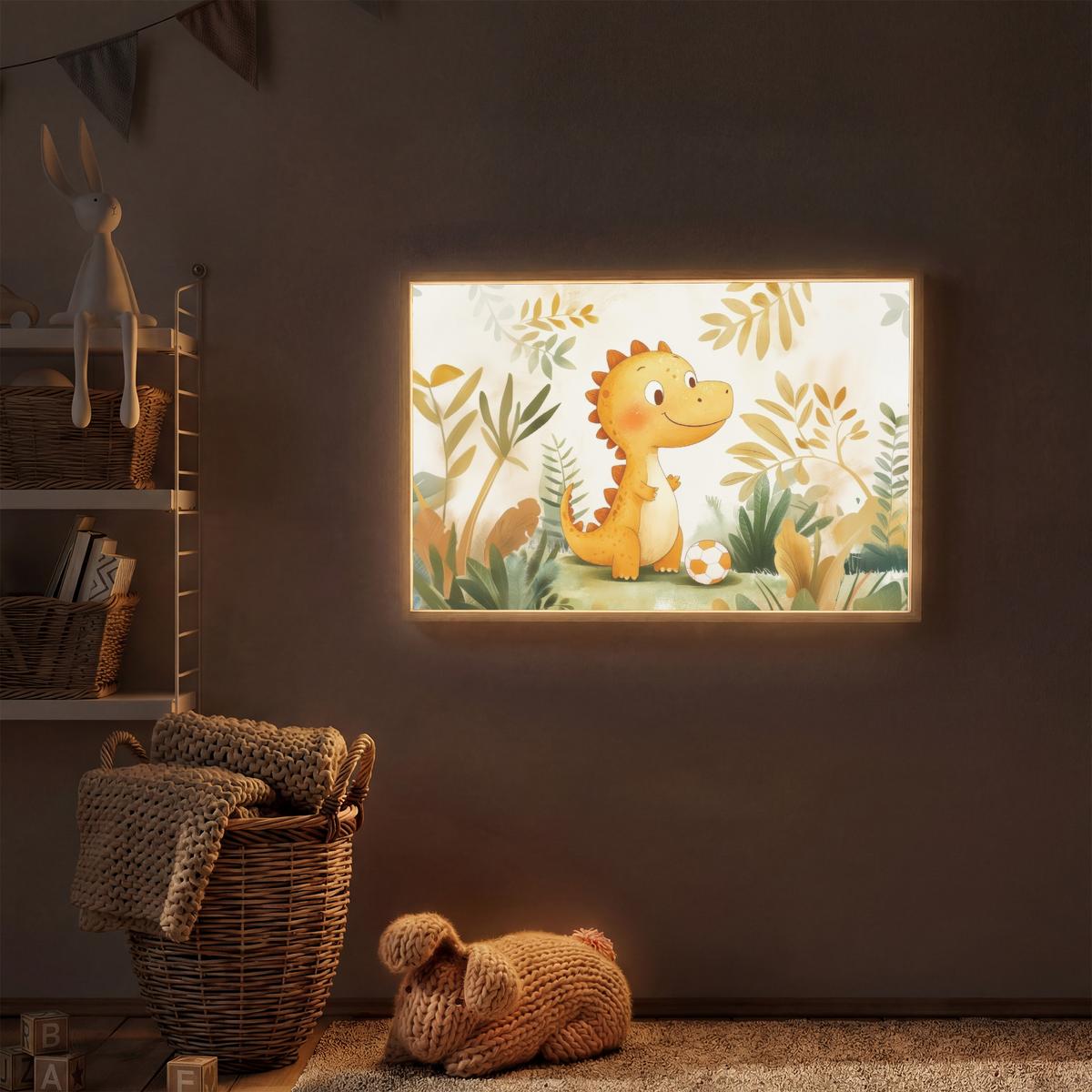 WANDLEUCHTE MIT AKKU Dino - Fußball - Orange 100x70 cm - Beige, Holzwerkstoff (100/70/8cm) - OnlyWow