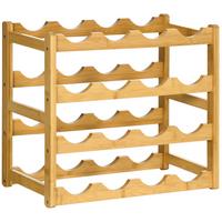 WEINREGAL Flaschenregal Weinhalter für 16 Flaschen Standregal aus Bambus Natur - Naturfarben, Naturmaterialien (23.5/38/43cm) - HOMCOM
