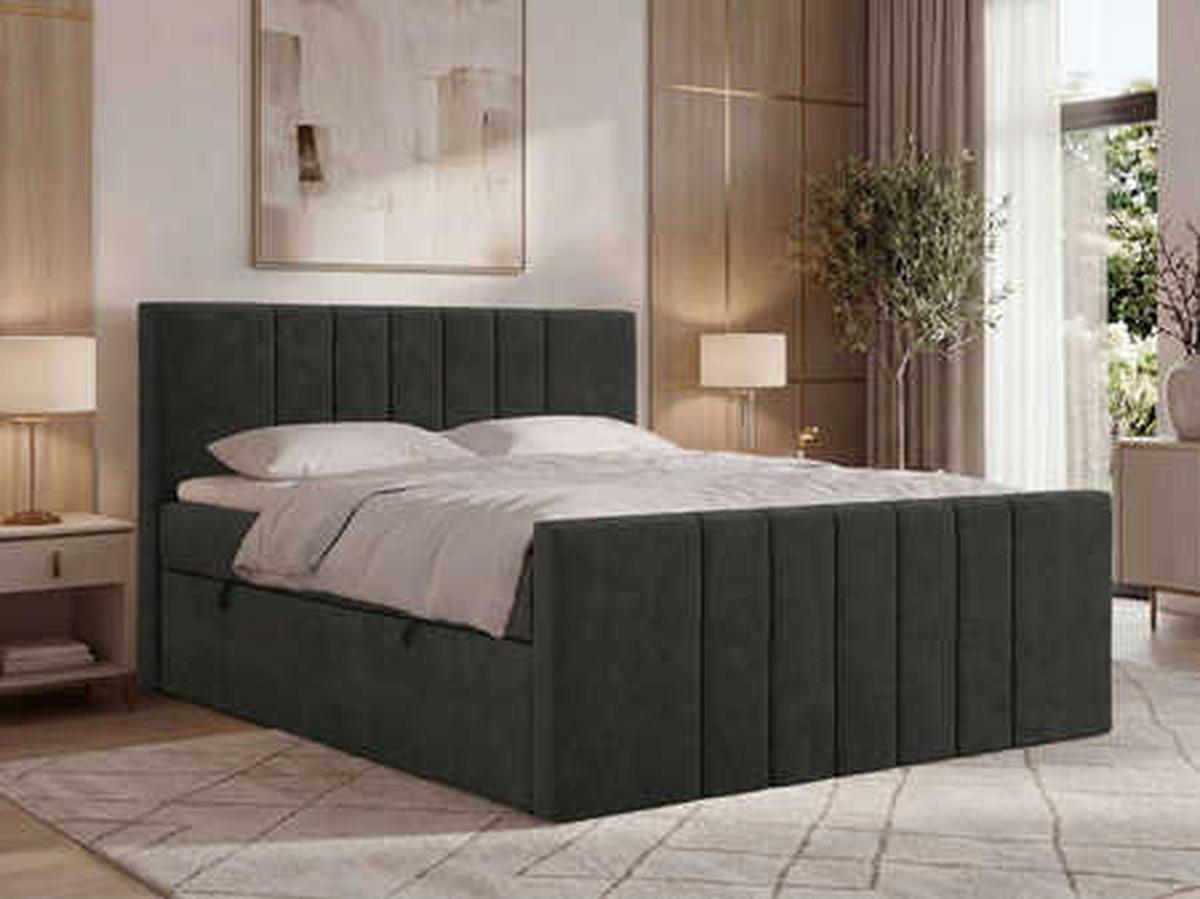 BOXBETT INERO DUO 180/200 - Dunkelgrau Stukture - Topper T25 - H4 - Dunkelgrau/Schwarz, Kunststoff/Textil (180/200cm) - MKS