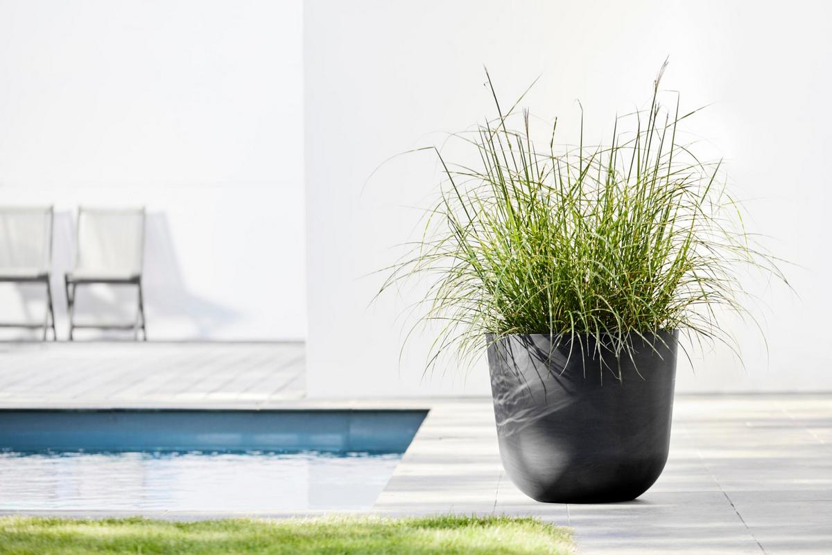 BLUMENTOPF mit Wasserreservoir Oslo 45/39,4 cm Dunkelgrau - Dunkelgrau, Kunststoff (45/39.4cm) - Ecopots