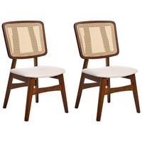ESSZIMMERSTUHL 2er-Set Hellbeige/Dunkelbraun Alcova - Dunkelbraun/Beige, Holz (51/93/54cm) - Beliani