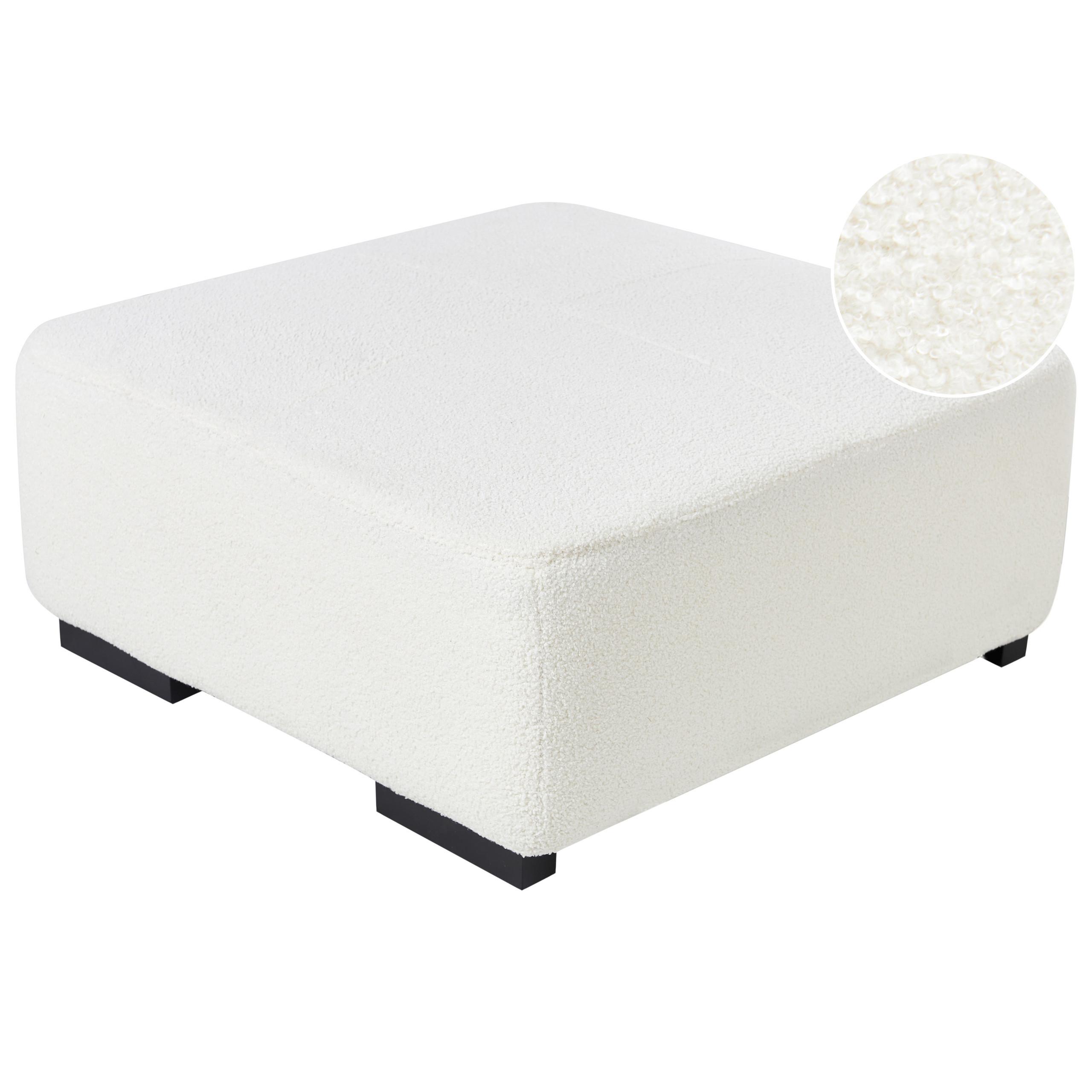 OTTOMANE Bouclé Weiß Lungo - Weiß, Textil (80/35/80cm) - Beliani