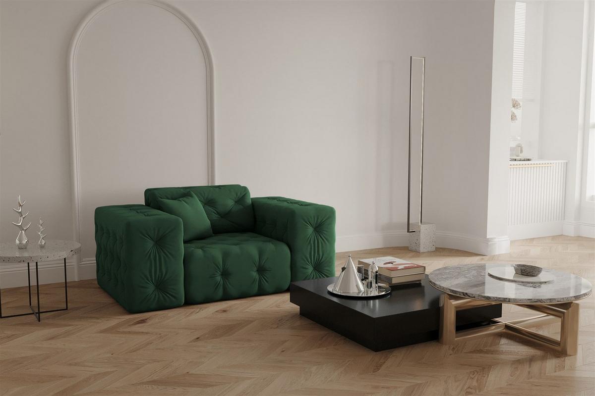 SOFASET Chantal - Grün, Holzwerkstoff/Textil (251/78/96cm) - Fun Möbel