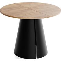 ESSTISCH Lamio runder ausziehbarer, Eiche Hell Braun 100-180/100/76 cm - Eiche Wotan/Schwarz, Holzwerkstoff/Metall (100/176/76cm) - WFL GROUP
