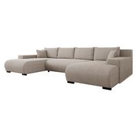 WOHNLANDSCHAFT Nojan U Cord - Schwarz/Sahara, Holz/Kunststoff (351/80/191cm) - MIRJAN24