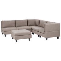 ECKFSOFA Modul 5-Sitzer linksseitig Braun Stoff mit Ottomane Unstad - Schwarz/Braun, Textil (228/228cm) - Beliani