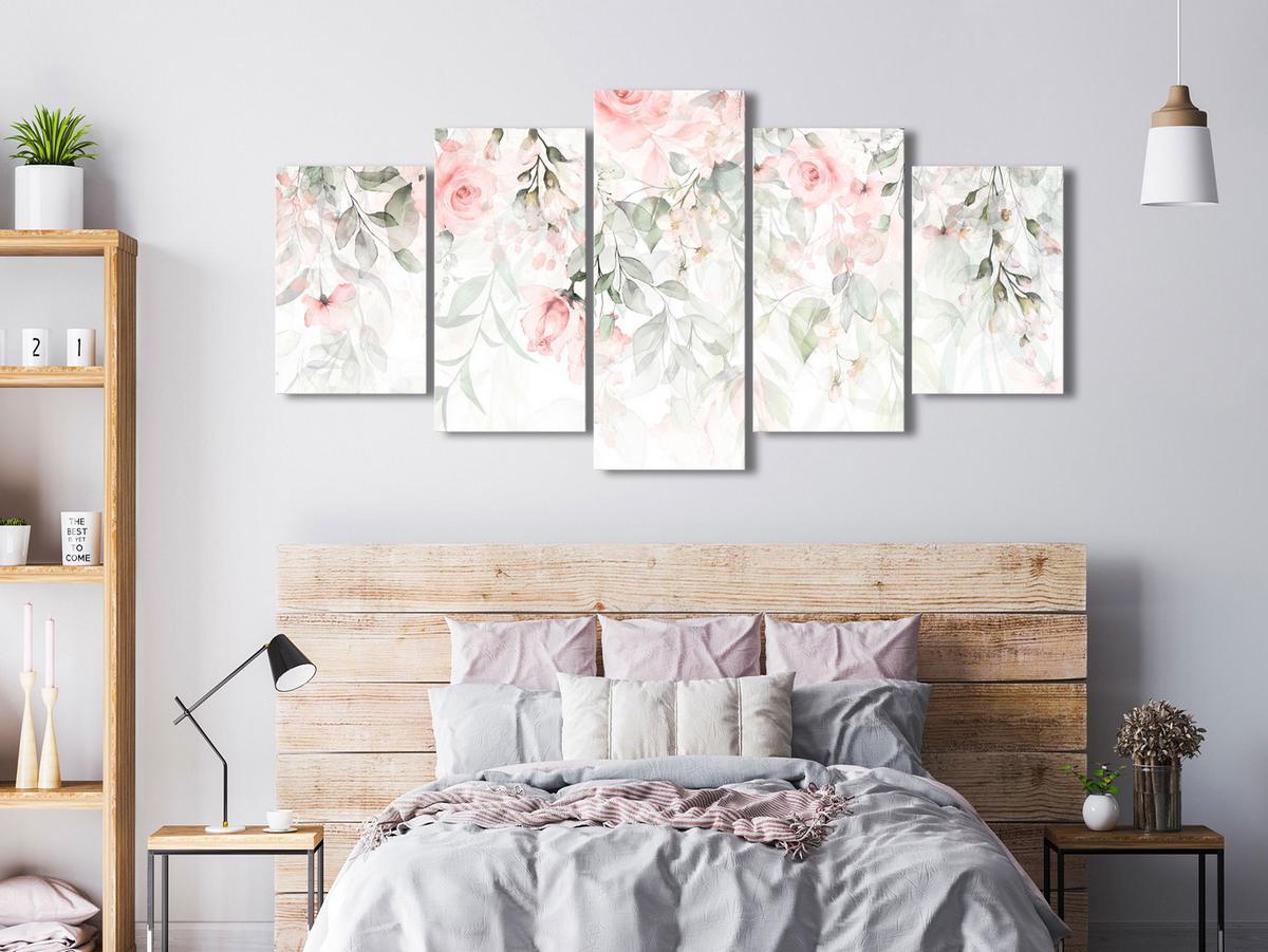 KUNSTDRUCK Grün 100/50 cm - Pink/Grün, Textil (100/50cm) - KUNSTLOFT