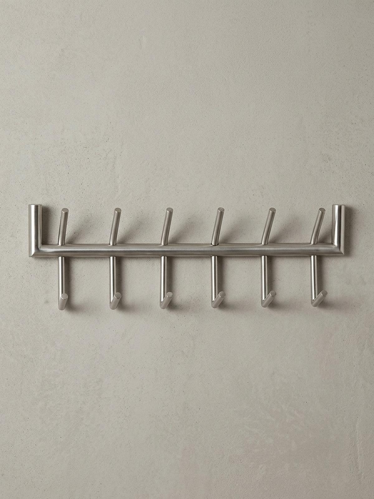 WANDGARDEROBE Metall Silber Modern 60x19x10 cm mit 12 Haken - Silberfarben, Metall (60/19/10cm) - KADIMA DESIGN