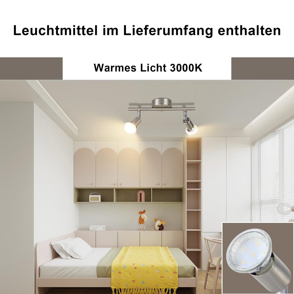 DECKENSTRAHLER Leeder 2-flammig 26/15/8cm - Silberfarben, Metall (26/15/8cm) - Nettlife