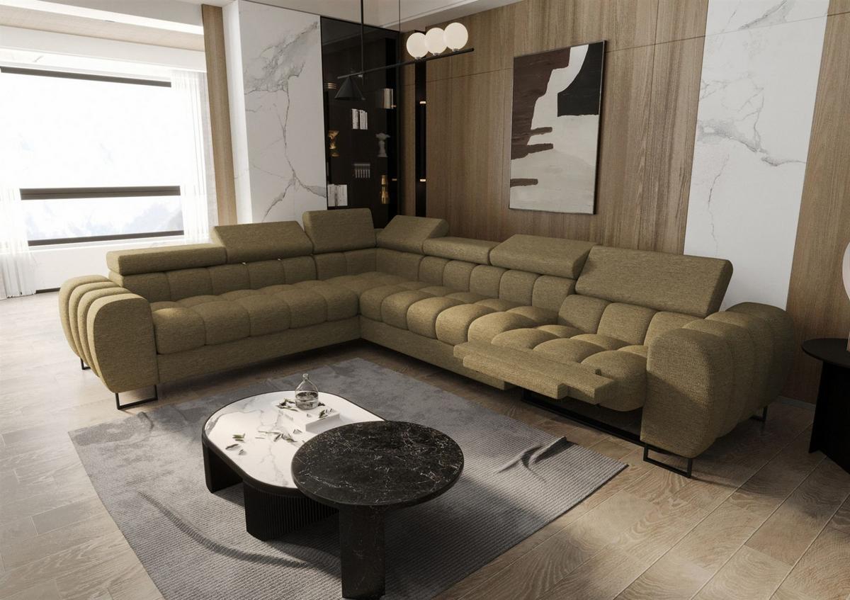 ECKSOFA Bastien Relax - Grün, Holzwerkstoff/Textil (260/330cm) - Fun Möbel