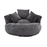 SITZSACK cord dunkelgrau mit rückenlehne & 3 kissen - Dunkelgrau, Textil (108/52/108cm) - Urban Meuble