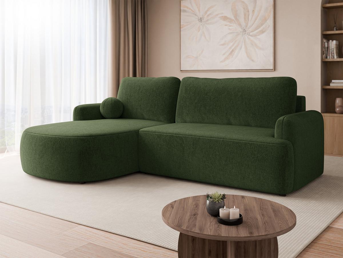 ECKSOFA Loridu, Seite: Links - Dunkelgrün/Schwarz, Holz/Kunststoff (250/174cm) - MIRJAN24