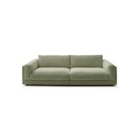 BIG SOFA RAINA Grün Cord - Schwarz/Olivgrün, Kunststoff/Textil (254/85/150cm) - KAWOLA