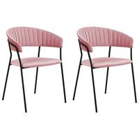 ESSZIMMERSTUHL 2er-Set Samtstoff Rosa Mariposa - Pink, Textil/Metall (55/78/55cm) - Beliani