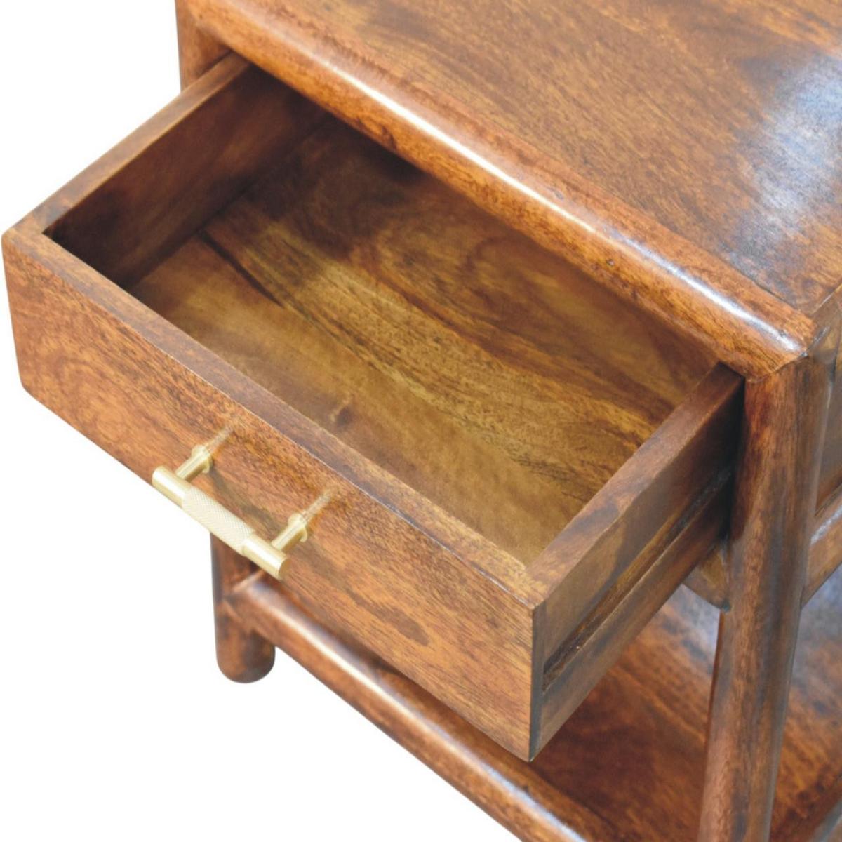 NACHTTISCH mit Kastanien-Finish, 1 Schublade, 1 offene Ablage, dunkelbraun - Dunkelbraun, Holz (45/50/35cm) - Artisan Furniture
