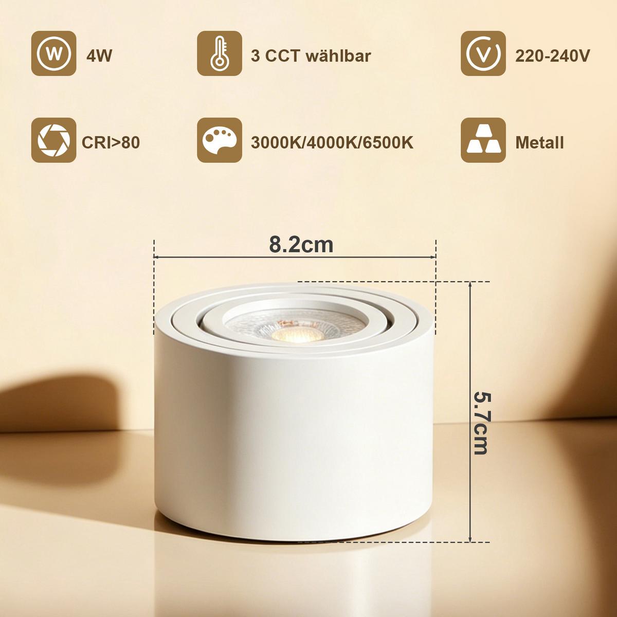 LED DECKENLEUCHTE Slenly 8.2/8.2/5.7 cm - Weiß, Metall (8.2/8.2/5.7cm) - ZMH