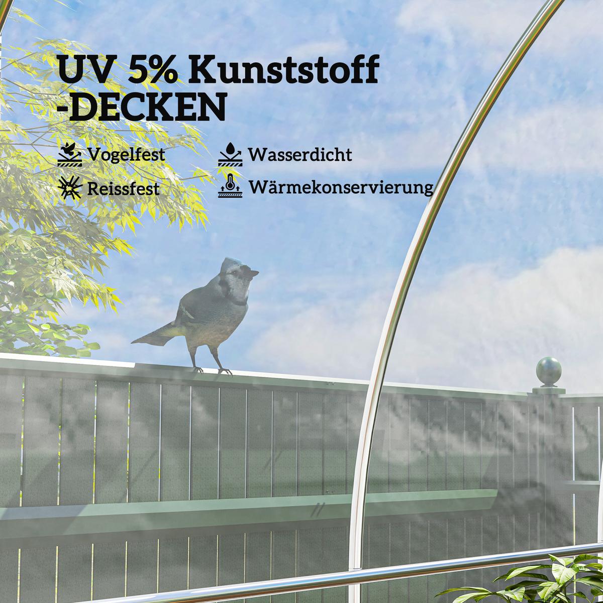GEWÄCHSHAUSFOLIE 8 x 10 m, wasserdichtGartenfolie, aus Kunststoff, Extra Dick - Transparent, Kunststoff (800/1/1000cm) - Outsunny