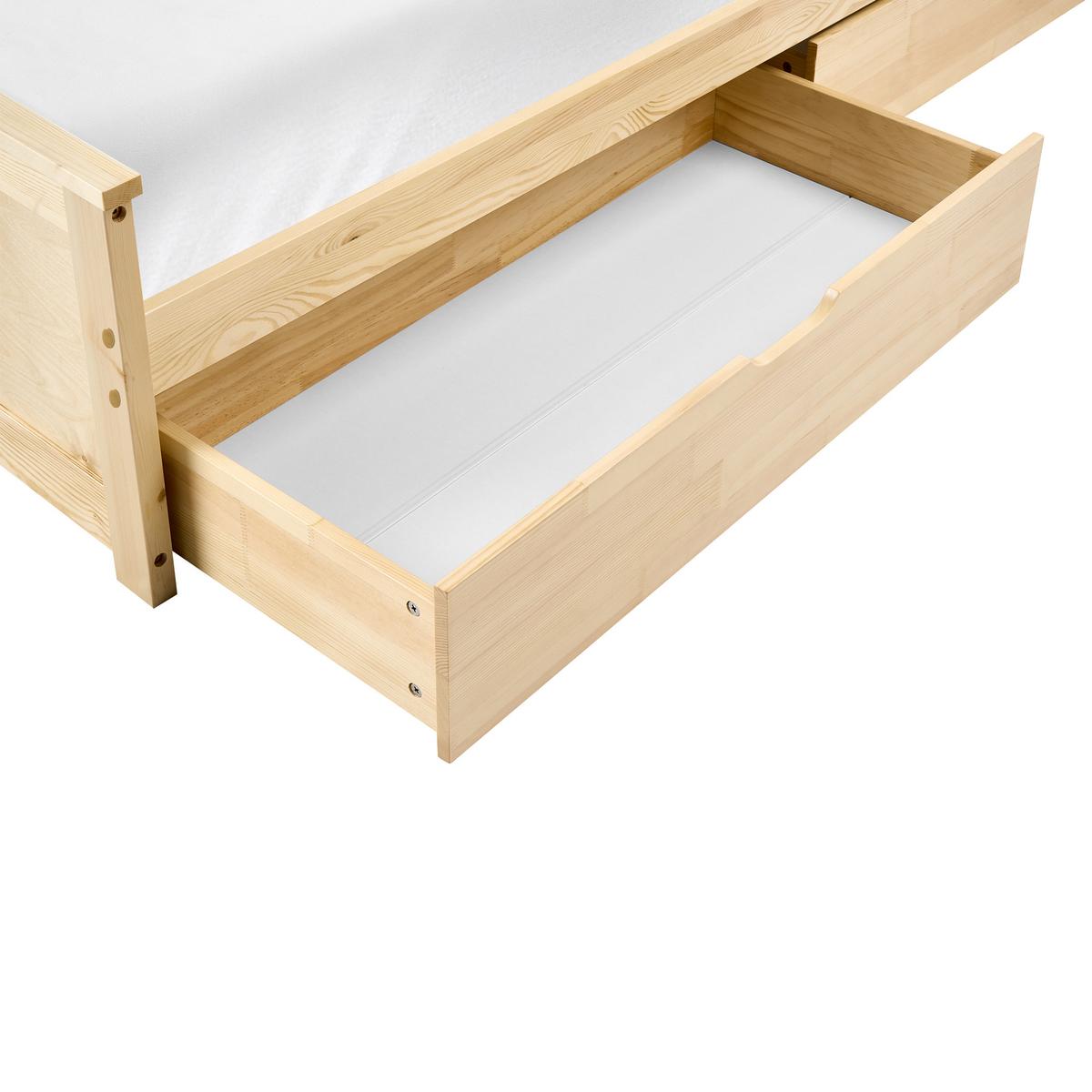 BETT mit 2 Schubladen 120/200 cm Kiefernholz Hellbraun Dauphin - Hellbraun, Holz (120/200cm) - Beliani