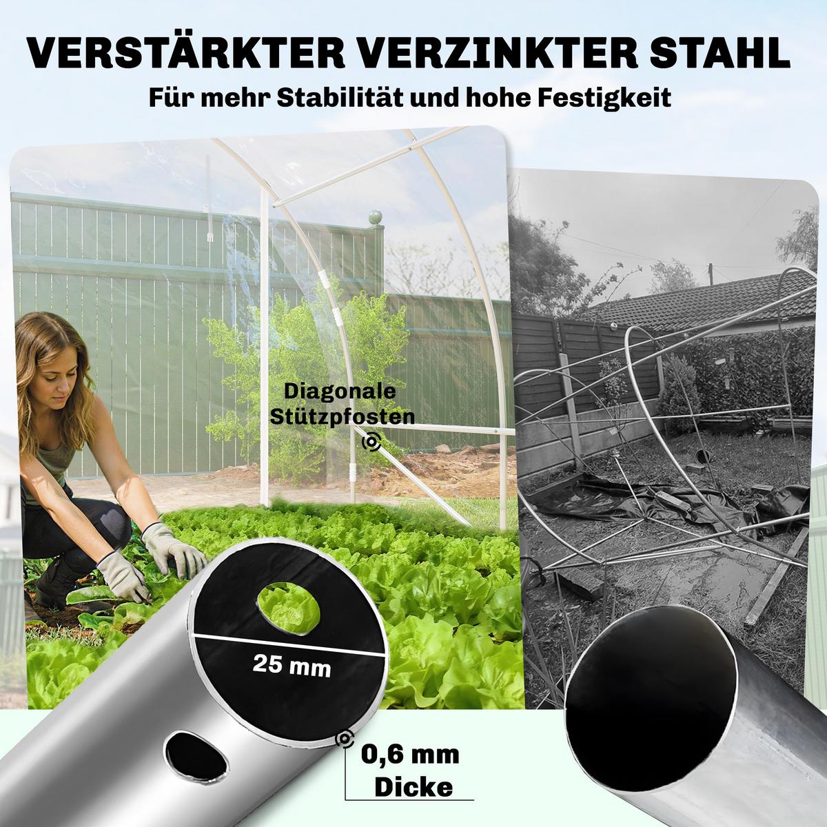 FOLIENGEWÄCHSHAUS Stahl PE Transparent - Transparent, Metall (297/199/395cm) - Outsunny