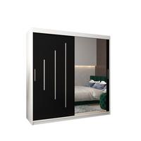 SCHWEBETÜRENSCHRANK 200/200/62 2-türig - Silberfarben/Schwarz, Holz/Kunststoff (200/200/62cm) - Abiks Möbel