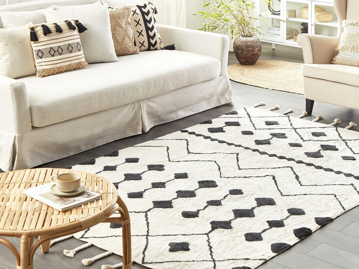 KURZFLOR-TEPPICH Khemisset 200/140 cm - Weiß, Textil (140/200cm) - Beliani