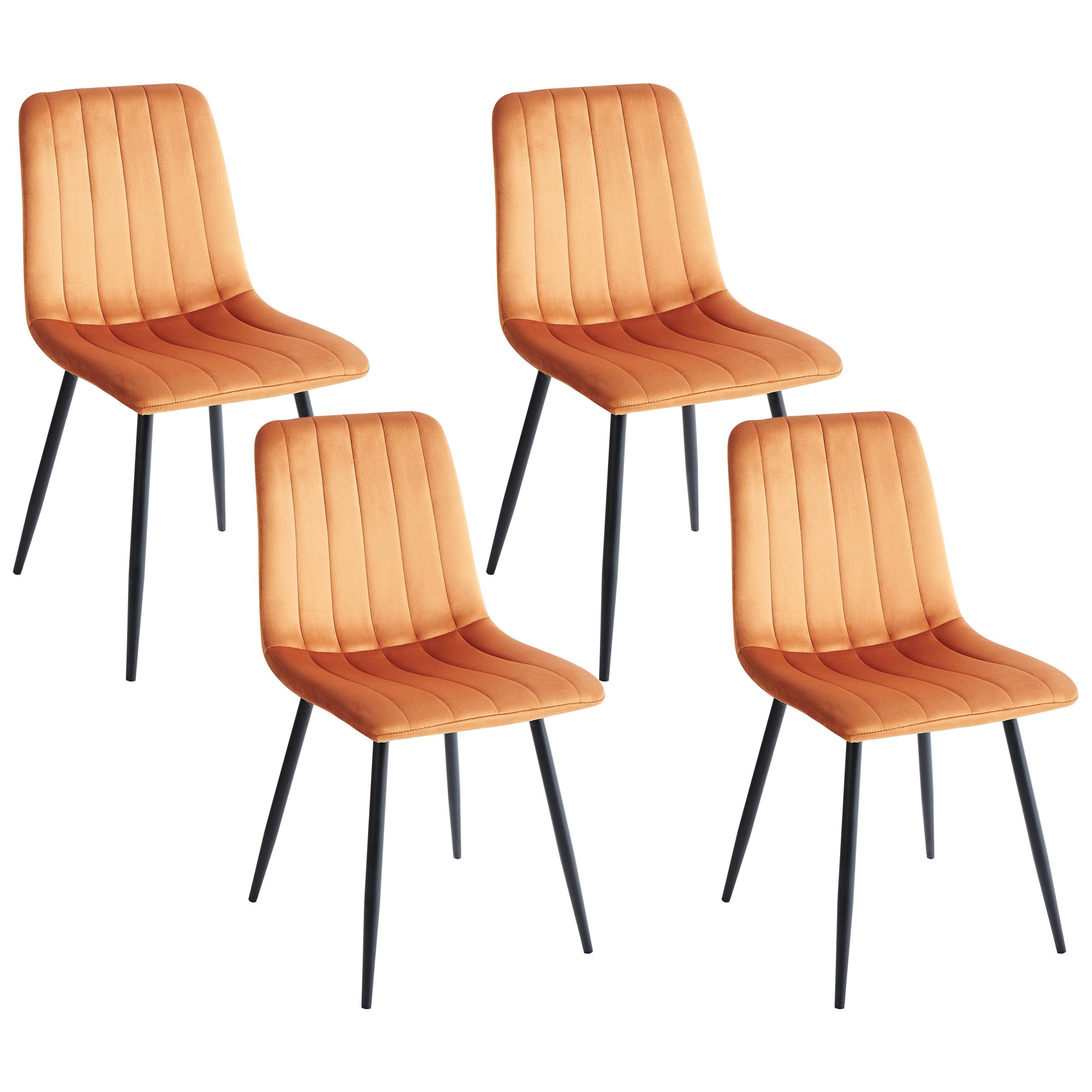 ESSZIMMERSTUHL 4er-Set Samtstoff Orange Kalispell - Orange, Textil (45/88/62cm) - Beliani