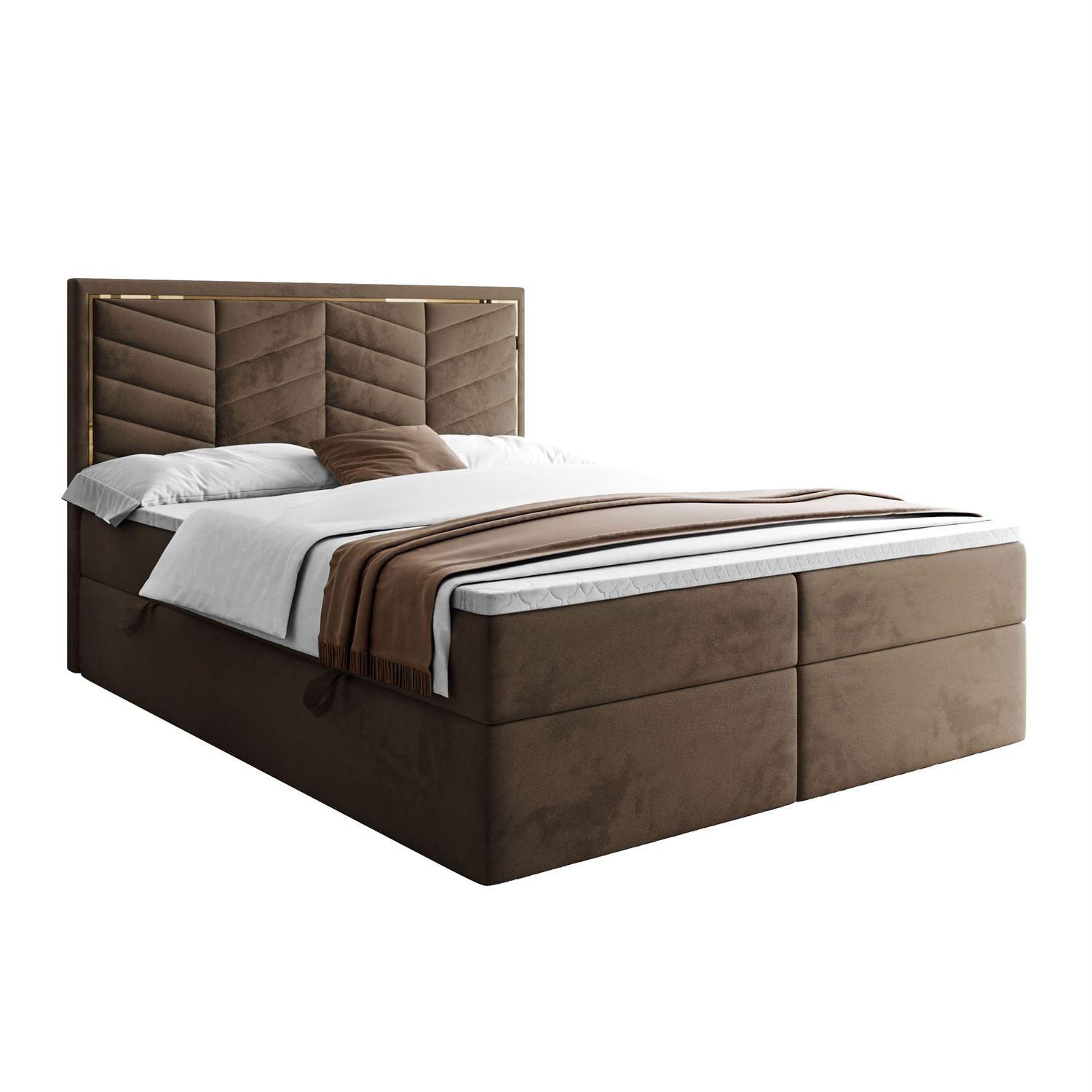 KONTINENTALBETT AURORA 180x200 mit Bettkasten Royal Velvet 196 - Braun, Textil (180/200cm) - Lookway