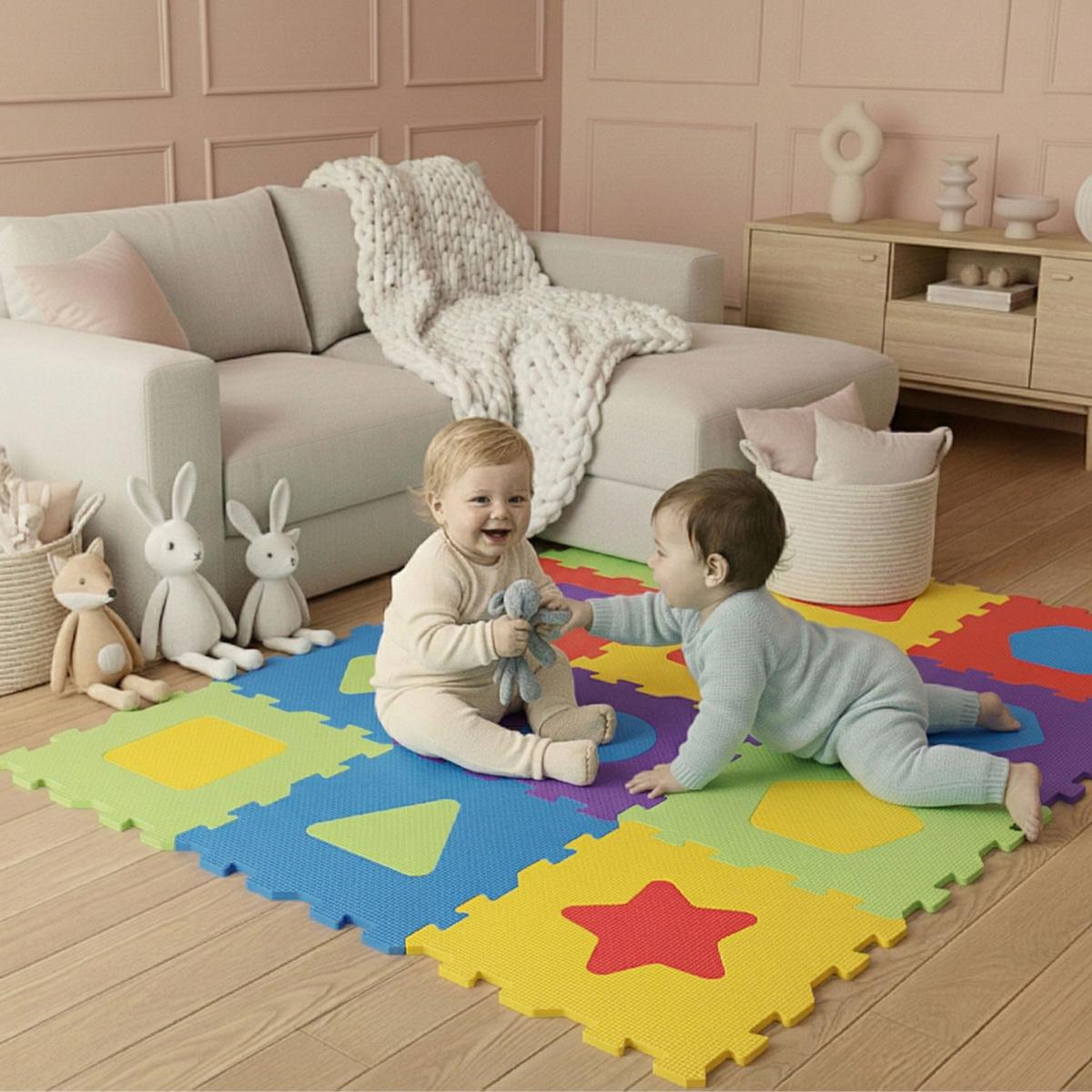 SPIELMATTE ab Null 90 cm Baby Puzzlematte Formen - Multicolor, Kunststoff (30/30cm) - Littletom