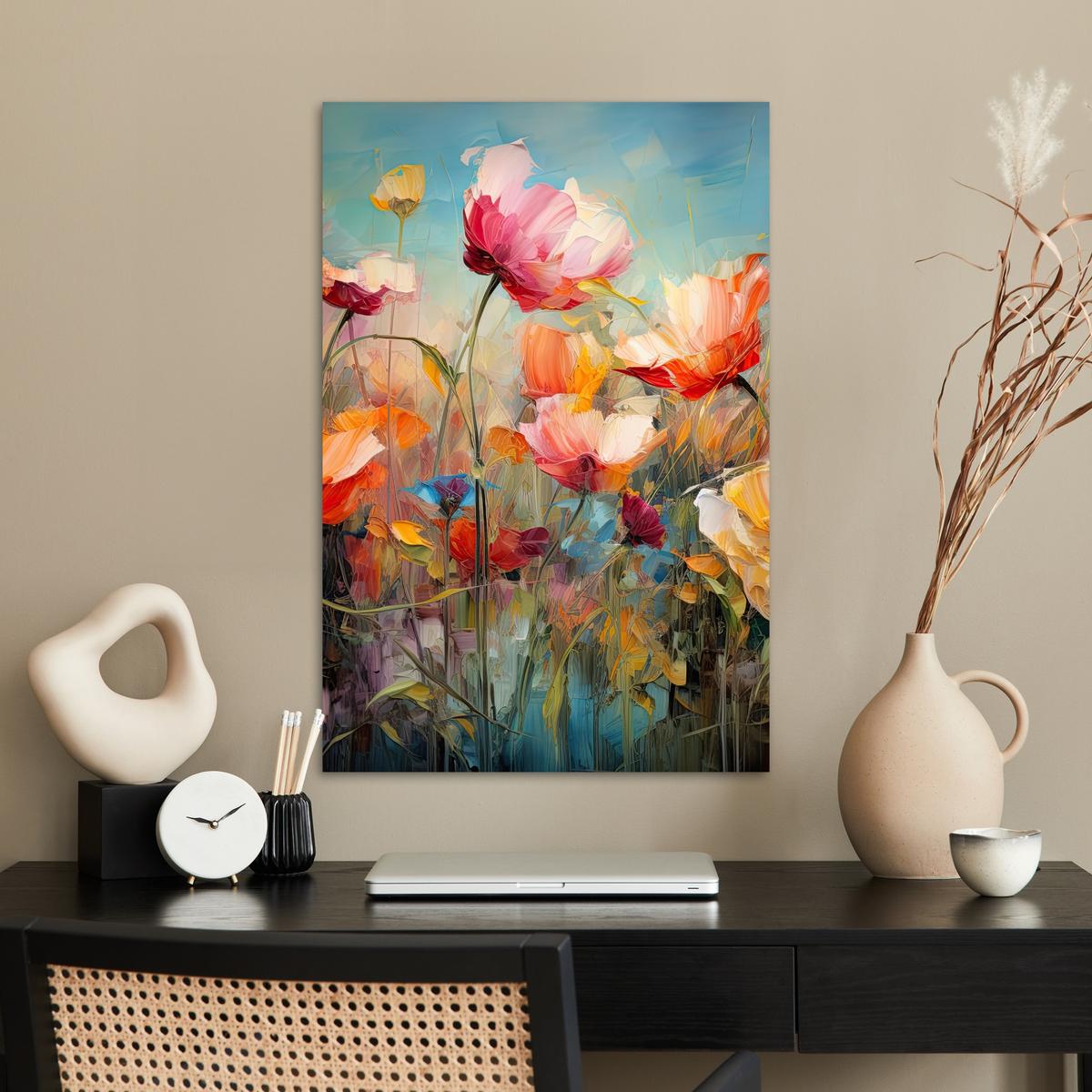 POSTER Blumen - Aquarell - Kunst - Botanisch - Natur Wanddeko 40x60 cm - Orange, Papier (40/60/0.1cm) - MuchoWow
