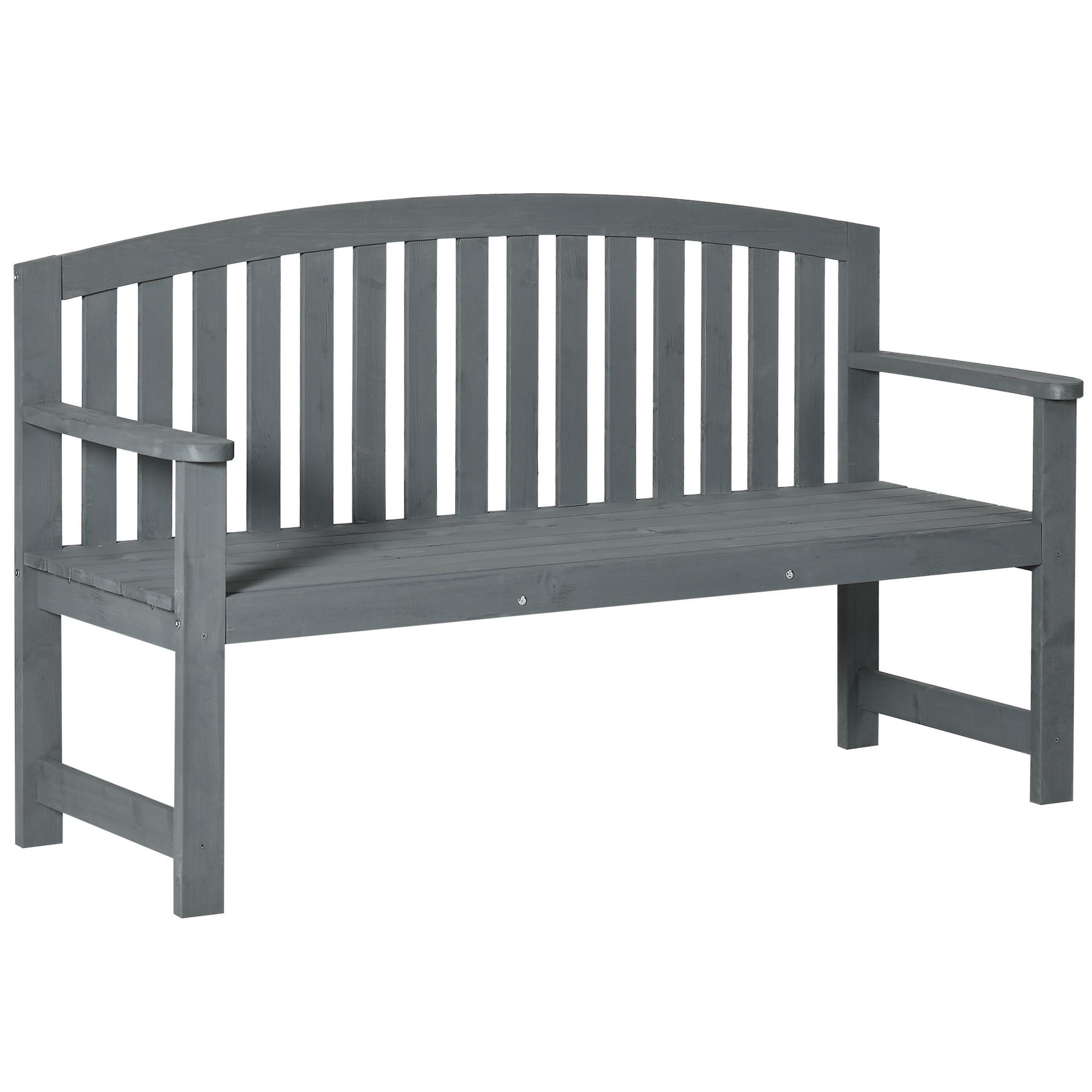 GARTENBANK 2-Sitzer Grau 143/51/85 cm - Grau, Holz (51/85/143cm) - Outsunny