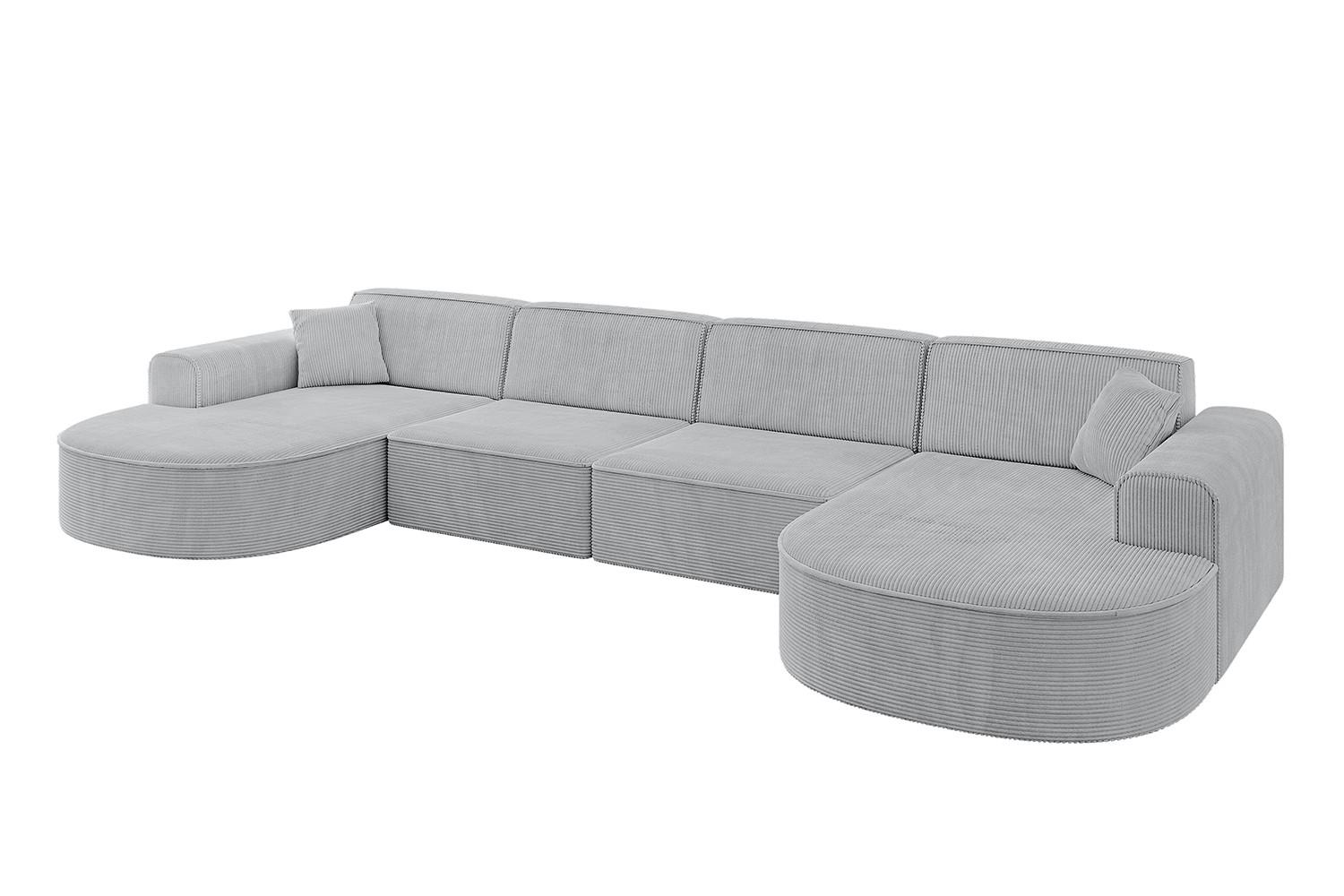 WOHNLANDSCHAFT MARI-U2 - 388x171x79 cm Grau Cord - Schwarz/Grau, Holzwerkstoff/Kunststoff (388/79/171cm) - ALTDECOR