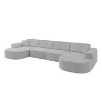 WOHNLANDSCHAFT MARI-U2 - 388x171x79 cm Grau Cord - Schwarz/Grau, Holzwerkstoff/Kunststoff (388/79/171cm) - ALTDECOR