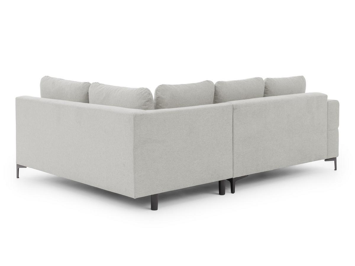 ECKSOFA inkl. Hocker Cardea mit Schlaffunktion in Bubble-Optik aus weichem Hellgrau Strukturstoff und hohem Sitzkomfort - Ottomane rechts - Hellgrau/Schwarz, Holz/Textil (230/170cm) - S-Style Möbel