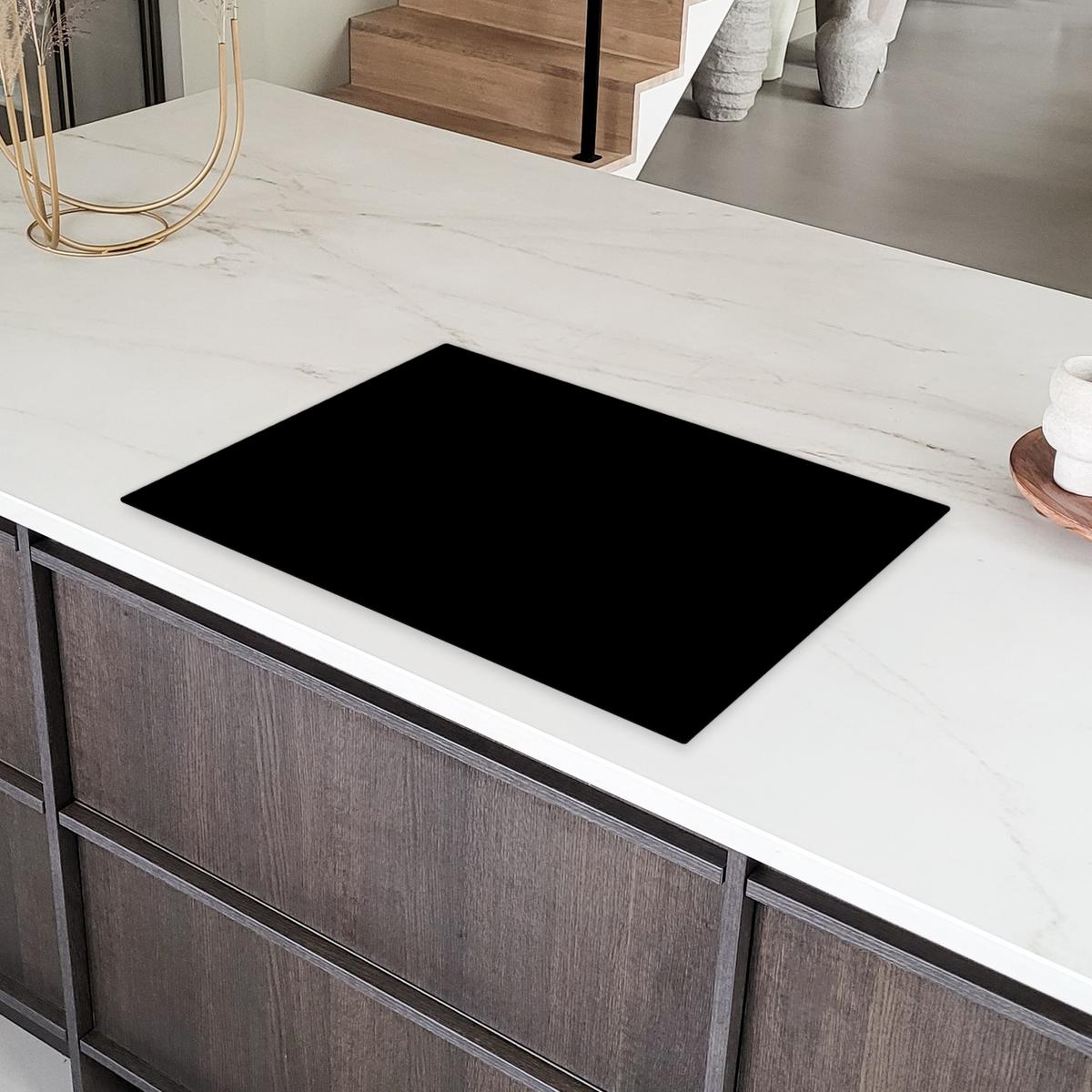 HERDABDECKPLATTE Schwarz - Einfarbig Induktionsmatte 77x51 cm - Schwarz, Kunststoff (77/51/0.2cm) - MuchoWow