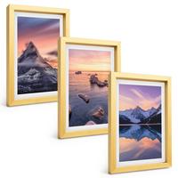BILDER SET 3er Set - 20x30 cm Goldrahmen - Berglandschaft, See, Westen - Goldfarben, Kunststoff (20/30cm) - TULUP