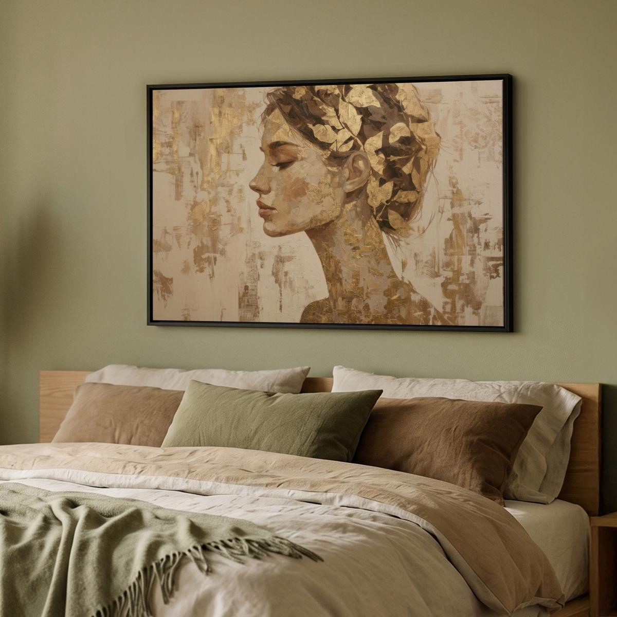 LEINWAND Bilder mit Rahmen - Frau - Gold - Abstrakt - Textur - 90x60 - Goldfarben, Textil (90/60cm) - MuchoWow