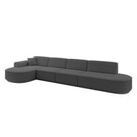 ECKSOFA Ottomane Links MARI-L3-v3 - 413x171x83 cm Grau Bouclé - Schwarz/Grau, Holzwerkstoff/Kunststoff (413/171cm) - ALTDECOR