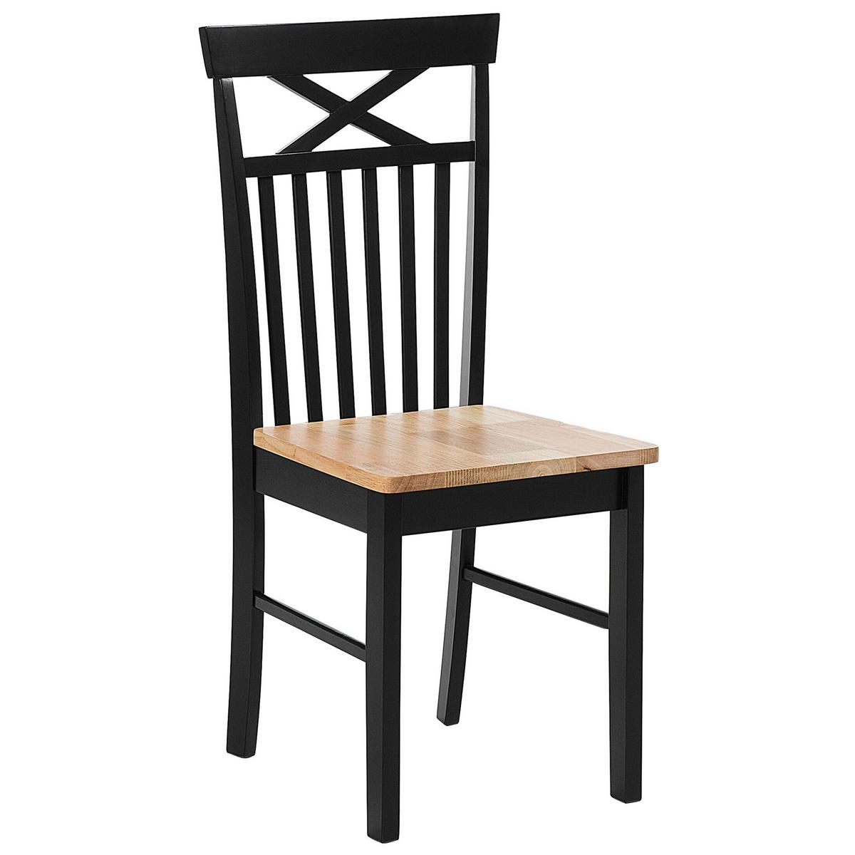 ESSZIMMERSTUHL 2er-Set Gummibaumholz schwarz/hellbraun Houston - Hellbraun/Schwarz, Holz (44/94/45cm) - Beliani