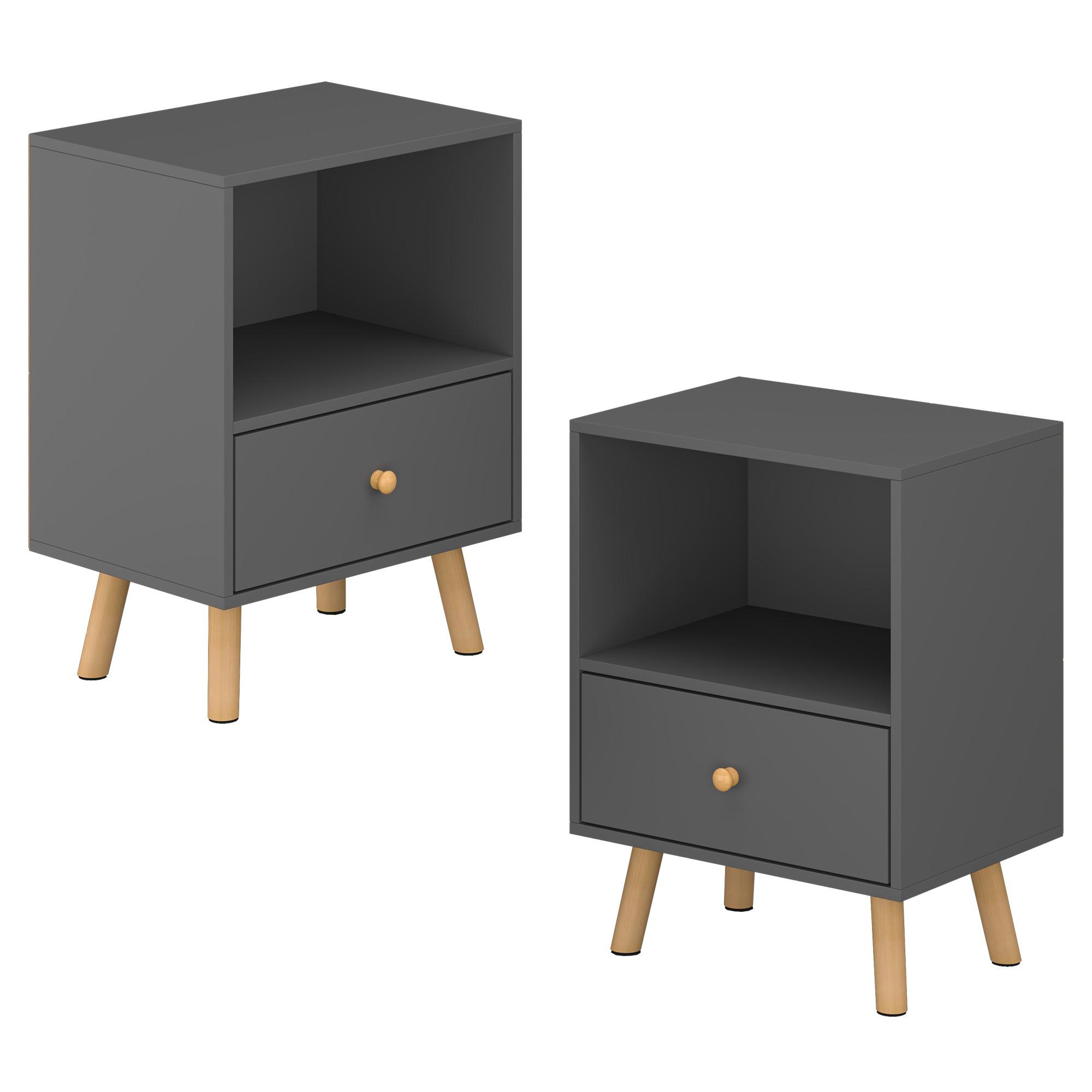 BEISTELLTISCH-SET 2 TLG. Sundsvall - Dunkelgrau, Holz/Holzwerkstoff (30/40/54cm) - [en.casa]