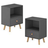 BEISTELLTISCH-SET 2 TLG. Sundsvall - Dunkelgrau, Holz/Holzwerkstoff (30/40/54cm) - [en.casa]