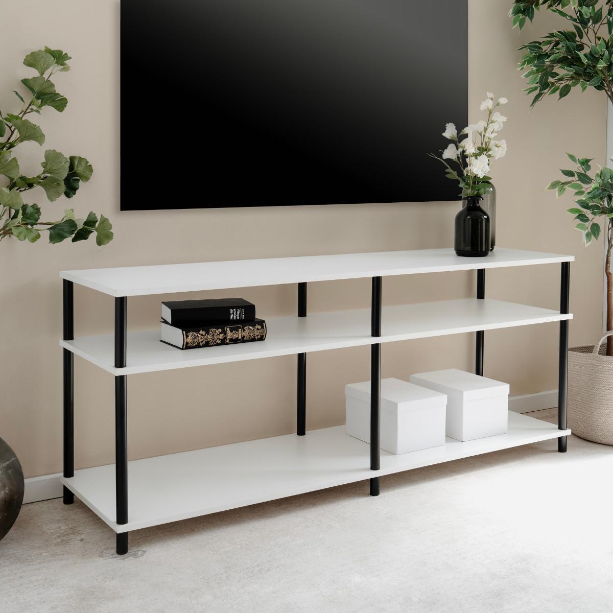 TV-MÖBEL mit 4 offenen Fächern 40/140/60 cm - Weiß, Holzwerkstoff (40/60/42cm) - Calicosy