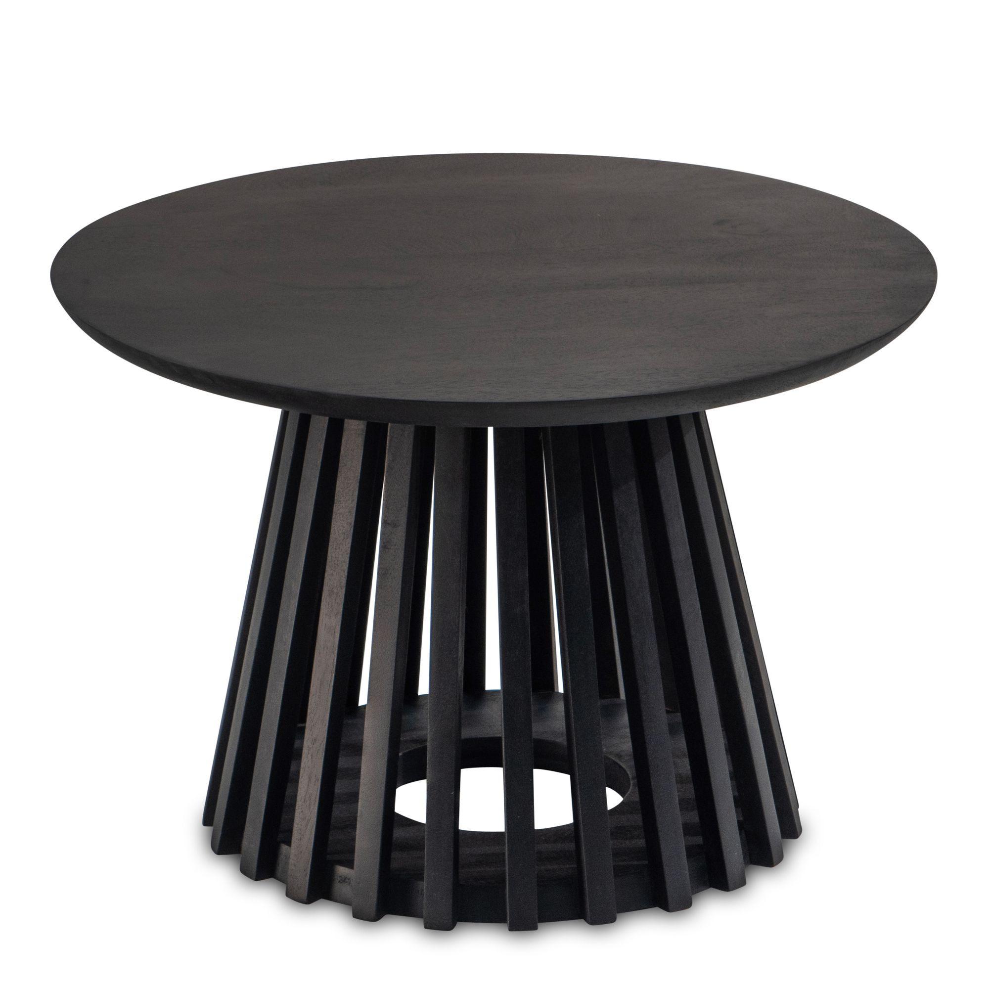 COUCHTISCH Schwarz Massivholz Mango Rund 60x60x41 cm mit Gittergestell Modern - Schwarz, Holz (60/60/41cm) - KADIMA DESIGN