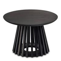 COUCHTISCH Schwarz Massivholz Mango Rund 60x60x41 cm mit Gittergestell Modern - Schwarz, Holz (60/60/41cm) - KADIMA DESIGN