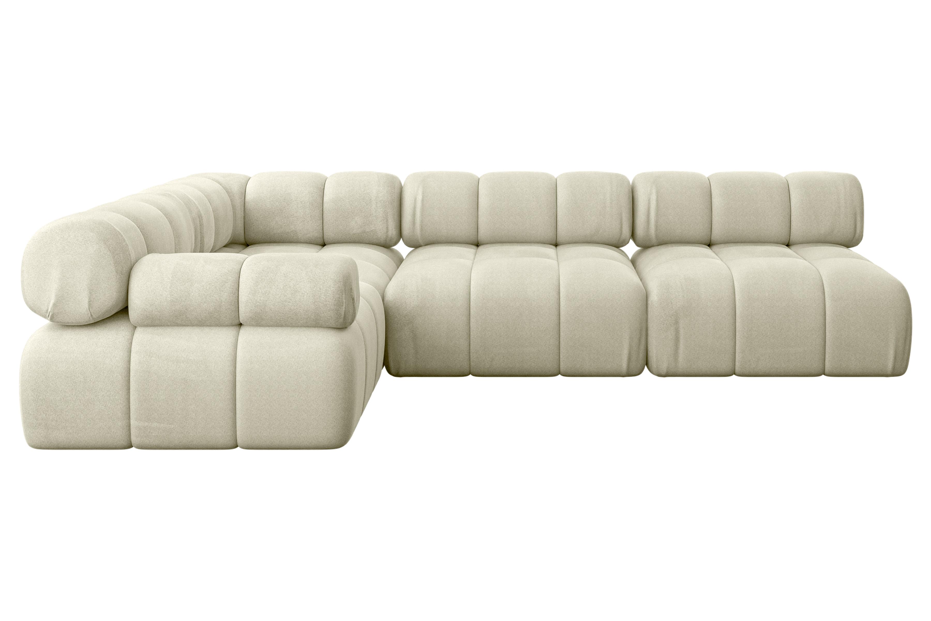 ECKSOFA modulares Sofa Mende-L2 - 285x190x70 cm Beige Velours - Beige, Holzwerkstoff/Textil (285/190cm) - ALTDECOR