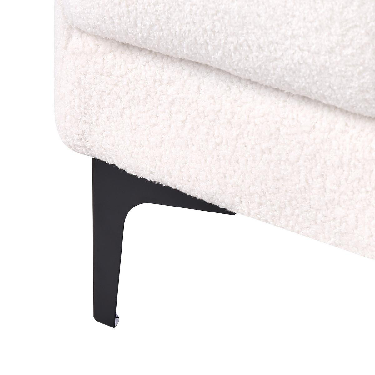 OTTOMANE Bouclé Weiß Alnes - Weiß, Textil (88/41/80cm) - Beliani