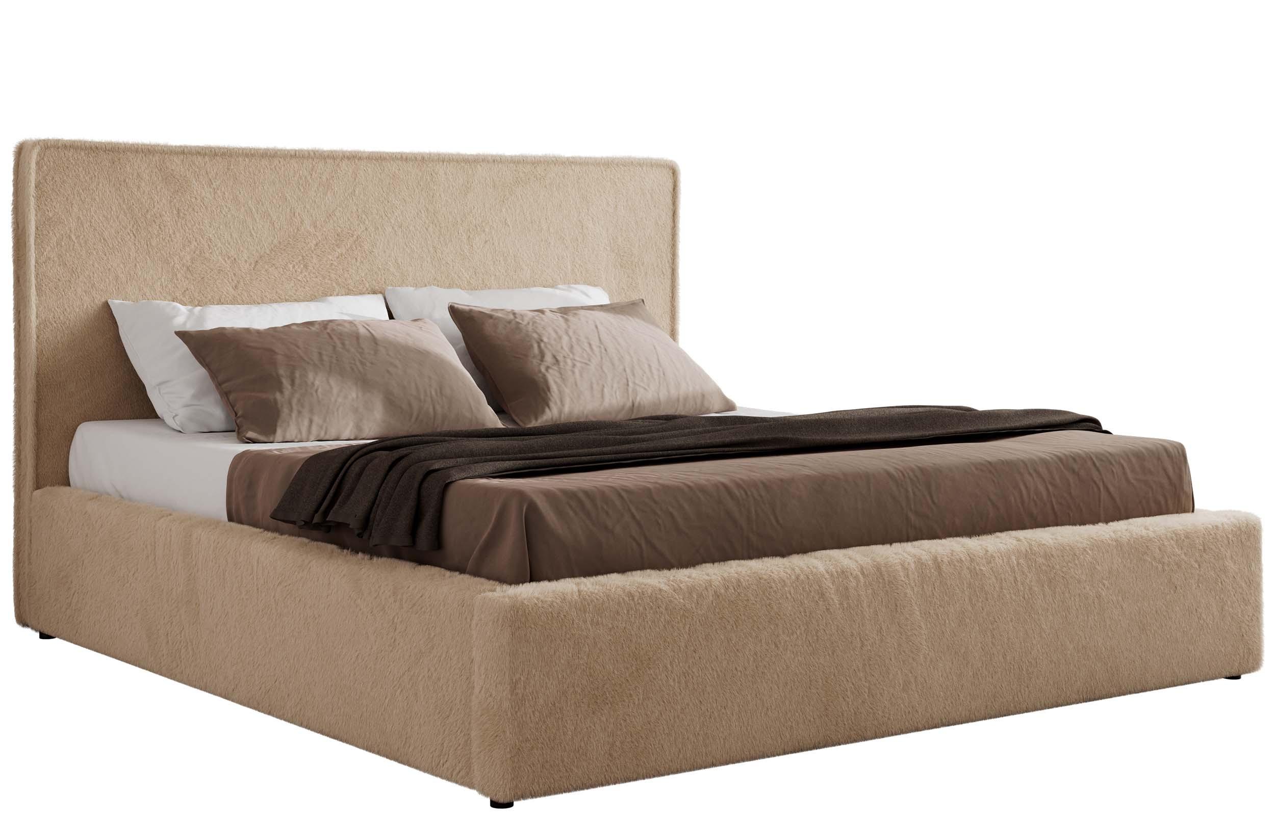 POLSTERBETT CORIVO CLASSIC 180/200 - Beige Plüsch - Pocket-Matratze - Beige, Textil (180/200cm) - MKS