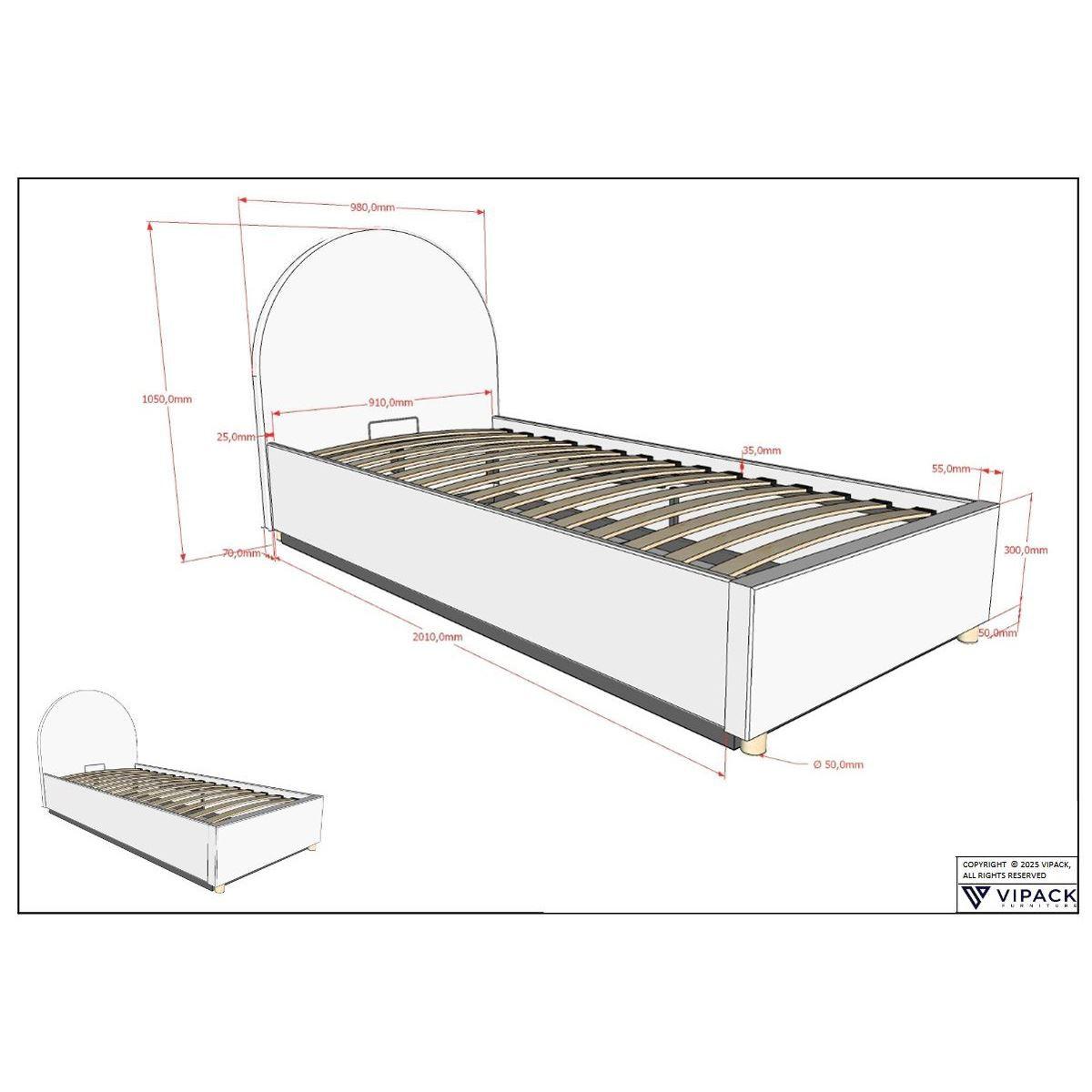 POLSTERBETT Karlotta 90x200 mit Bettkasten Bouclé Stoff grün - Grün, Kunststoff (90/200cm) - 58aufmkessel