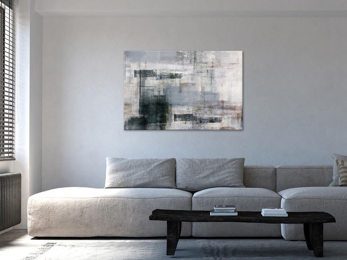 KUNSTDRUCK Grau 60/40 cm - Schwarz/Grau, Textil (60/40cm) - KUNSTLOFT